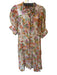 Buru Size S Orange & Pink Viscose Blend 3/4 Balloon Sleeve Botanical belt Dress Orange & Pink / S