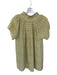 Rungolee Size S Green & Pink Silk Short Sleeve Flowers Smocked Neck V Neck Top Green & Pink / S