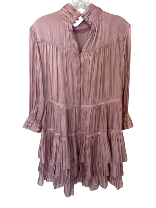 Cinq a Sept Size 6 Mauve Polyester Long Balloon Sleeve Metallic Mock Neck Dress Mauve / 6