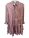 Cinq a Sept Size 6 Mauve Polyester Long Balloon Sleeve Metallic Mock Neck Dress Mauve / 6