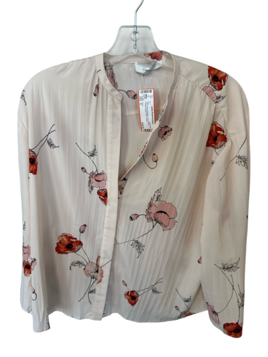 Vince Size S Pink & Red Polyester Long Sleeve Flowers Button Down Top Pink & Red / S