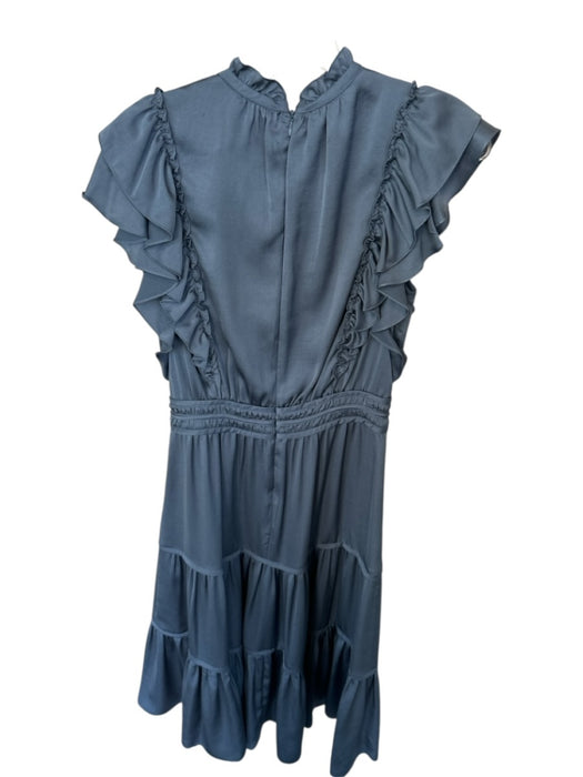 Veronica Beard Size 6 Slate Blue Polyester Flutter Sleeves Ruffles Dress Slate Blue / 6