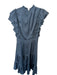 Veronica Beard Size 6 Slate Blue Polyester Flutter Sleeves Ruffles Dress Slate Blue / 6