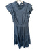 Veronica Beard Size 6 Slate Blue Polyester Flutter Sleeves Ruffles Dress Slate Blue / 6