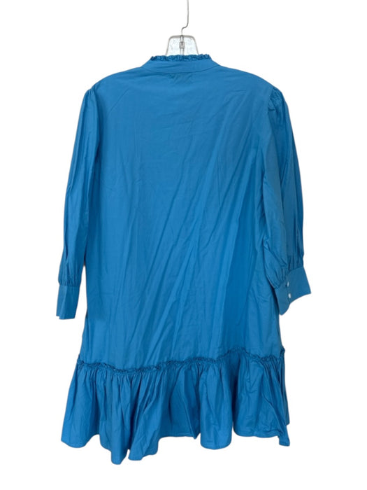 Olivia James Size M Cornflower Blue Cotton Long Balloon Sleeve V Neck Dress Cornflower Blue / M
