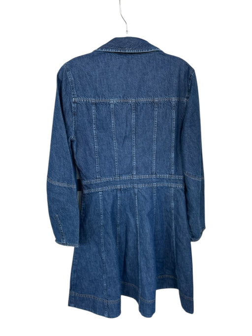 Tanya Taylor Size 6 Dark Wash Cotton Blend Long Sleeve Collar Buttons Dress Dark Wash / 6