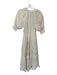 Ulla Johnson Size 4 Cream Cotton 3/4 Balloon Sleeve Ruffles Pleat Detail Dress Cream / 4