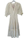 Ulla Johnson Size 4 Cream Cotton 3/4 Balloon Sleeve Ruffles Pleat Detail Dress Cream / 4