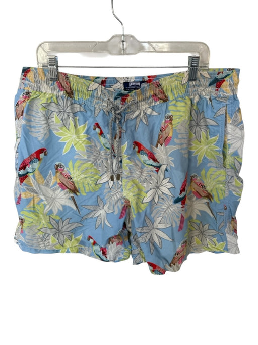 Vilebrequin Size 3XL Blue & Green Polyamide Birds Swim Men's Shorts Blue & Green / 3XL