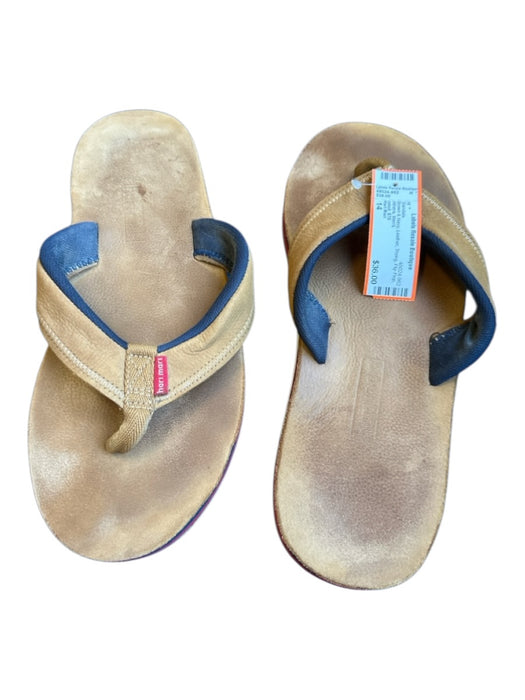 Hari Mari Shoe Size 14 Brown & Navy Leather Thong Flip Flop Men's Sandals Brown & Navy / 14