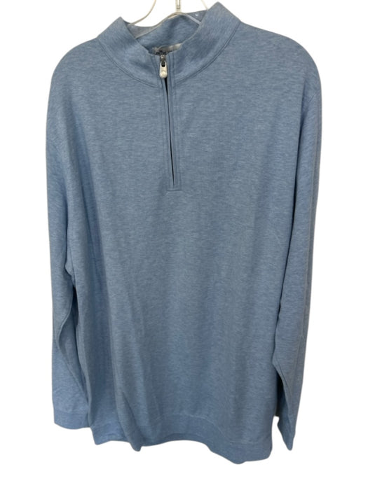 Peter Millar Light blue Cotton & Modal Blend Heathered Half Zip Men's Pullover Light blue / XL