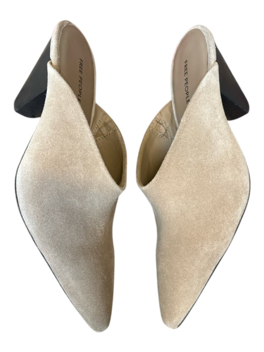 Free People Shoe Size 8 Taupe Suede Block Heel Pointed Toe Mules Taupe / 8
