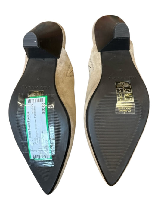 Free People Shoe Size 8 Taupe Suede Block Heel Pointed Toe Mules Taupe / 8