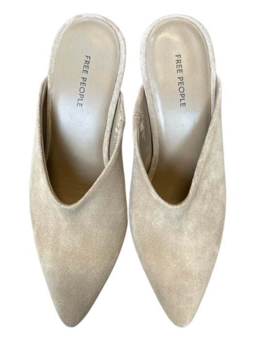 Free People Shoe Size 8 Taupe Suede Block Heel Pointed Toe Mules Taupe / 8