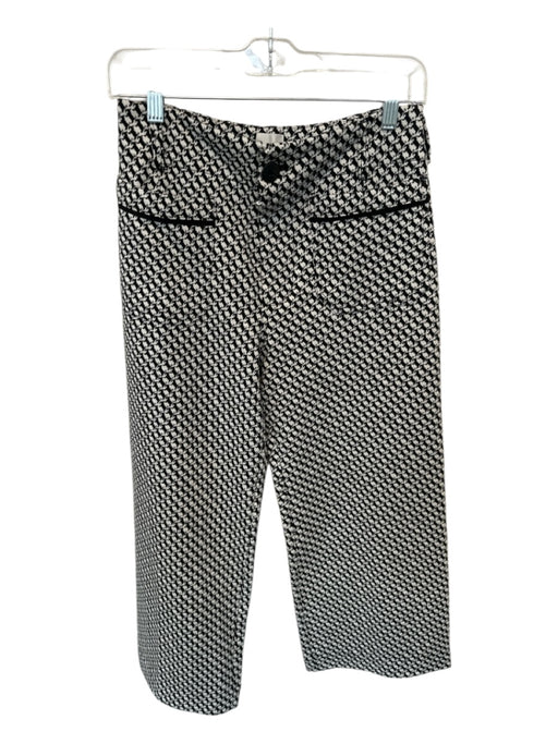 Maeve Size 27P White & Black Cotton Blend High Waist Print Wide Leg Pants White & Black / 27P