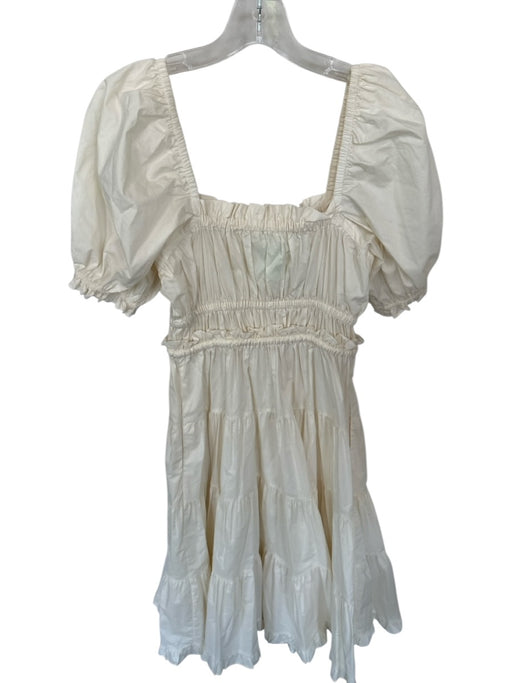 Ulla Johnson Size One Size Cream Cotton Puff Sleeves Ruffle Rope belt Maxi Dress Cream / One Size
