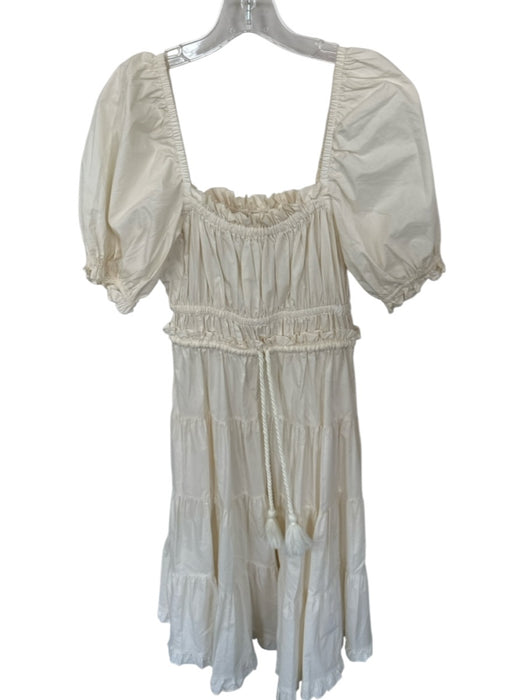 Ulla Johnson Size One Size Cream Cotton Puff Sleeves Ruffle Rope belt Maxi Dress Cream / One Size