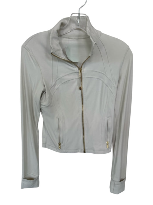 Lululemon Size 6 Off White Nylon Blend Gold Zipper Pockets Athletic Jacket Off White / 6