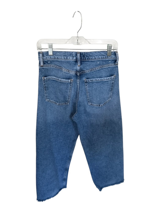 Agolde Size 27 Med Dark Wash Organic Cotton High Waist Wide Leg Raw Hem Jeans Med Dark Wash / 27