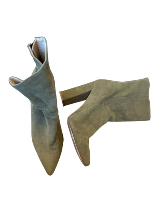 Raye Shoe Size 8 Olive Green Suede Block Heel Back Zip Pointed Toe Boots Olive Green / 8