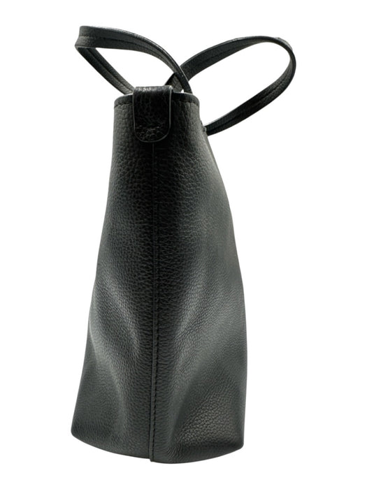 Salvatore Ferragamo Black Leather Gold Tone Hardware Zip Top Gancini Tote Bag Black