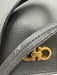 Salvatore Ferragamo Black Leather Gold Tone Hardware Zip Top Gancini Tote Bag Black