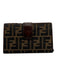 Fendi Brown Canvas & Leather Monogram Zucca Snap Button Close Coin pouch Wallets Brown