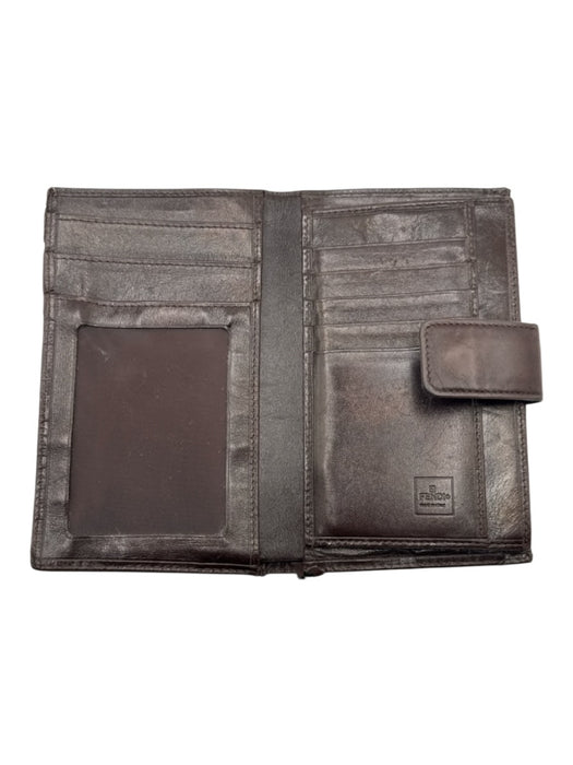 Fendi Brown Canvas & Leather Monogram Zucca Snap Button Close Coin pouch Wallets Brown