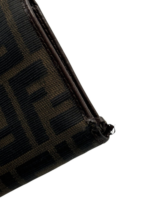 Fendi Brown Canvas & Leather Monogram Zucca Snap Button Close Coin pouch Wallets Brown