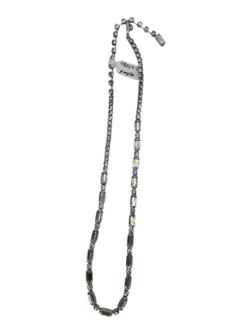 Weiss Clear Silver Tone Metal Rhinestone Chain Hook clasp Necklace Clear