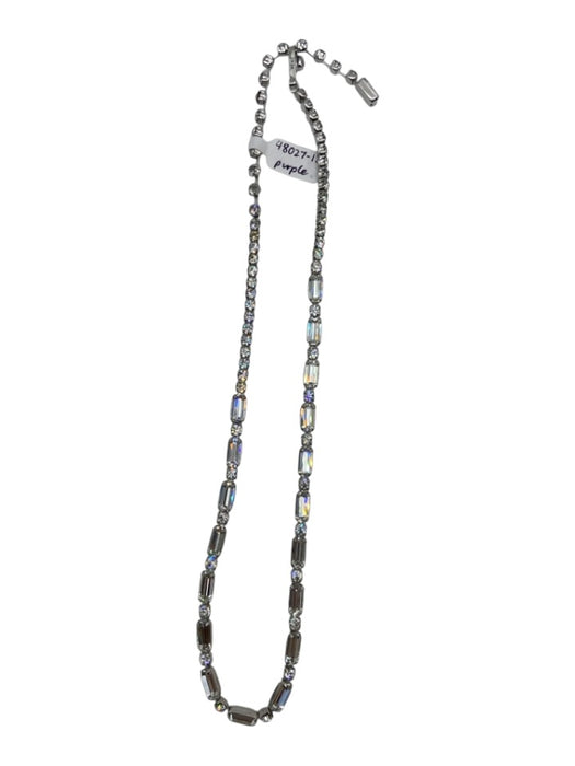 Weiss Clear Silver Tone Metal Rhinestone Chain Hook clasp Necklace Clear