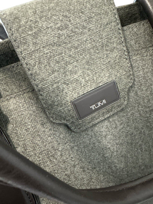 Tumi Gray Coated Canvas Leather trim Internal Compartments Multiple Pockets Bag Gray