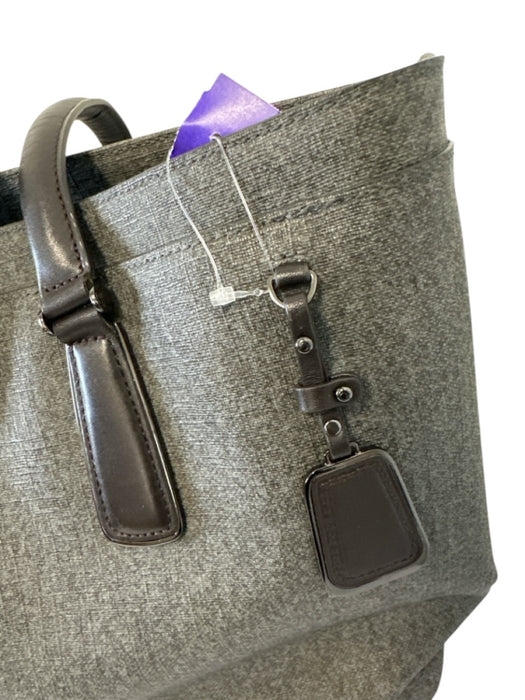 Tumi Gray Coated Canvas Leather trim Internal Compartments Multiple Pockets Bag Gray