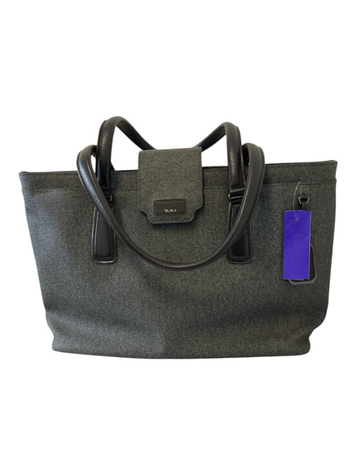 Tumi Gray Coated Canvas Leather trim Internal Compartments Multiple Pockets Bag Gray