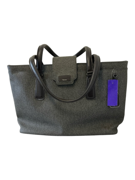 Tumi Gray Coated Canvas Leather trim Internal Compartments Multiple Pockets Bag Gray