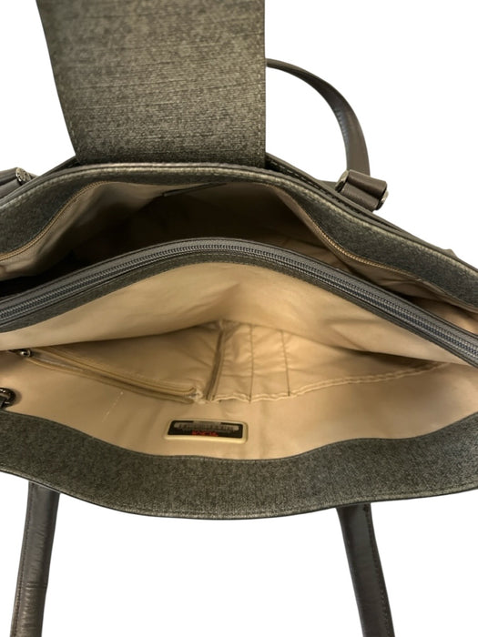 Tumi Gray Coated Canvas Leather trim Internal Compartments Multiple Pockets Bag Gray