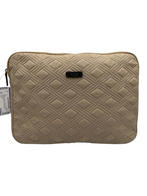 Tumi Beige Polyester Quilted Zip Close laptop sleeve Pouch Bag Beige