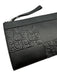 Salvatore Ferragamo Black Leather Embossed Zip Top Wristlet Pouch Bag Black