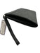 Salvatore Ferragamo Black Leather Embossed Zip Top Wristlet Pouch Bag Black