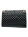 Saint Laurent Black Leather Gold Tone Hardware Quilted Magnetic Snap Flap Bag Black / Large