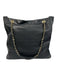Chanel Black Leather Gold Tone Hardware Magnetic Snap Closure Quilted Detail Bag Black