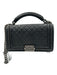 Chanel Black Leather Quilted Silver Tone Hardware Chain Detail Flap Over Bag Black / Small