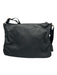 Prada Black Nylon Logo Plate Zip Top Silver Tone Hardware Crossbody Bag Black