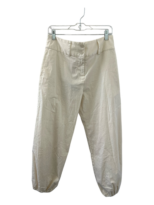 Nili Lotan Size 6 Cream Cotton Jogger Belt loops Pants Set Cream / 6
