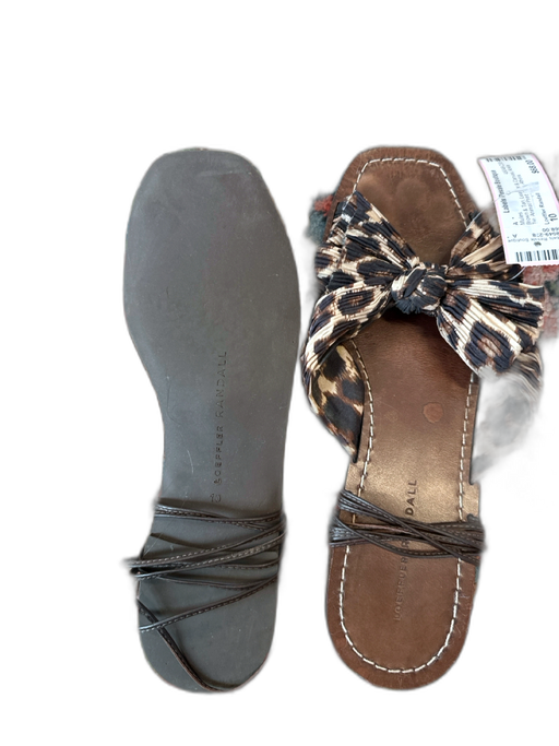 Loeffler Randall Shoe Size 10 Brown & Tan Leather & Canvas Ankle Tie Bow Mules Brown & Tan / 10