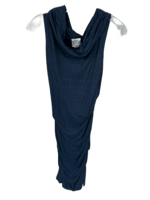 Nicole Miller Size M Navy Jersey Cowl Neck Gathered Side Sleeveless Maxi Dress Navy / M