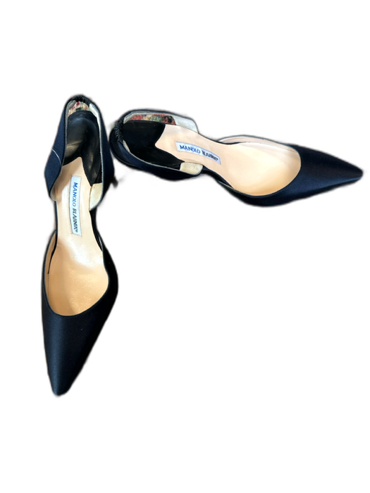 Manolo Blahnik Shoe Size 39.5 Black Sateen Pointed Toe Stiletto Slingbacks Black / 39.5