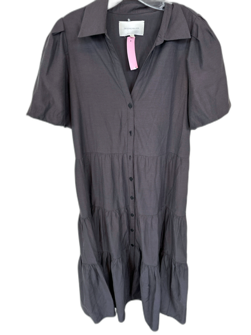 Brochu Walker Size L Charcoal Polyester Blend Short Balloon Sleeve Collar Dress Charcoal / L