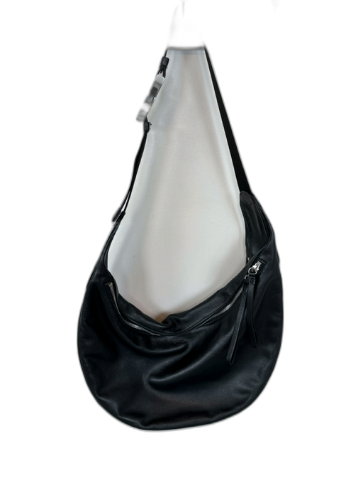 Rag & Bone Black & Silver Leather Crossbody Zip Close Bag Black & Silver / L