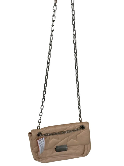 Zadig & Voltaire Nude & Silver Leather Front Flap stars Chain Strap Bag